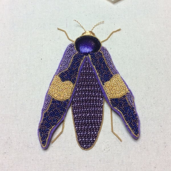 Goldwork embroidery kit, hand stitching, DIY kit, stumpwork - the beetle