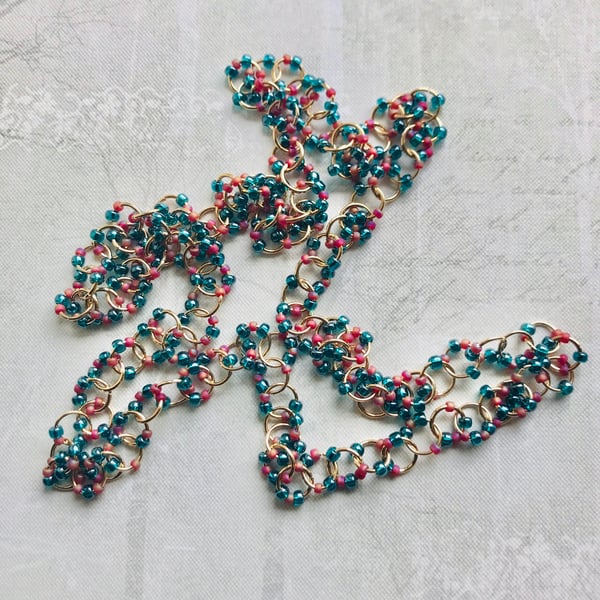 Beaded Link Statement Necklace