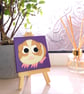 Guinea Pig Miniature Acrylic Painting - cute pet art on mini purple canvas - Image 1