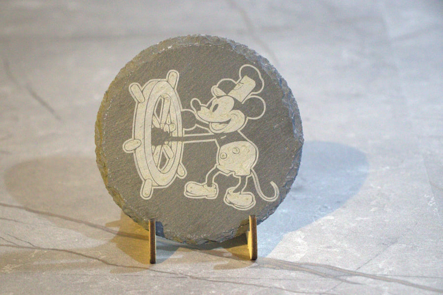 Mickey Mouse Steamboat Willie Laser engraved Slate Coaster