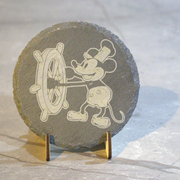 Mickey Mouse Steamboat Willie Laser engraved Slate Coaster