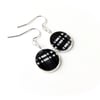 Black Check Earrings, Free UK Postage - SALE  (2159)
