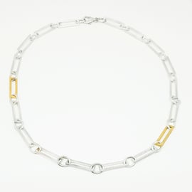 Elena by Fedha - geometric sterling silver and vermeil chain necklace