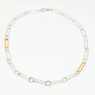 Elena by Fedha - geometric sterling silver and vermeil chain necklace