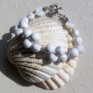 White Howlite Gemstone Beaded Bracelet "Winters Dawn"