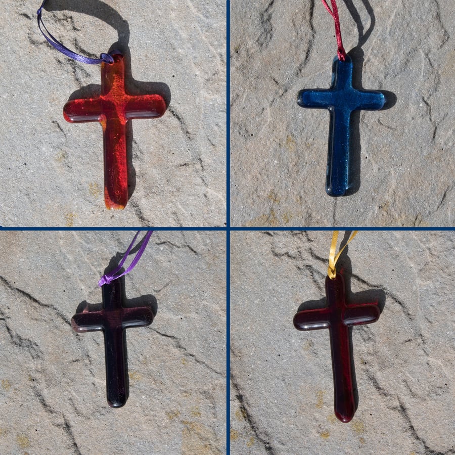 Single Colour Fused Glass Crosses