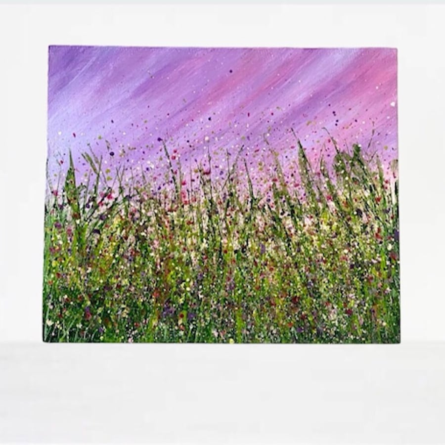 Acrylic on canvas abstract wild flower painting 