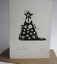 Tree Cat - lino cut print Christmas card (gold) - Image 3