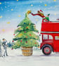Christmas Themed London Bus and Christmas Tree Card A5 size - Image 2