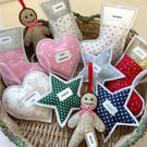 Christmas Decorations - Personalised - Stocking, Star, Heart, Gingerbread