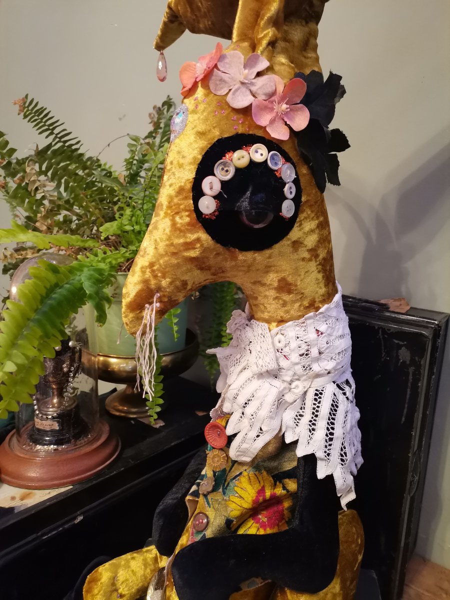 Textile art sculpture, hare, decor, rabbit art,