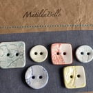 Buttons handmade Mixed set of Six ceramic pastel buttons