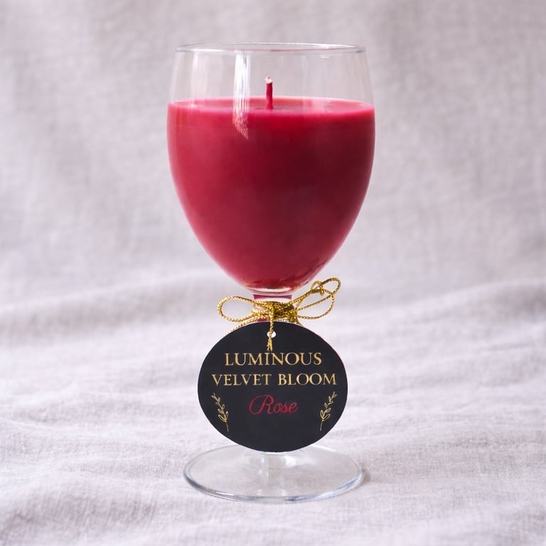Rose Soy Candle in Wine Glass - LUMINOUS