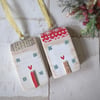 Set of 2 Wooden Christmas House Hanging Decorations