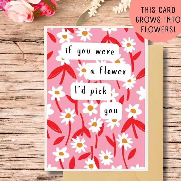 Plantable valentines Card, Seed Paper Card, Handmade