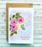 Get Well Card - flowers, butterfly, original art card, feel better soon