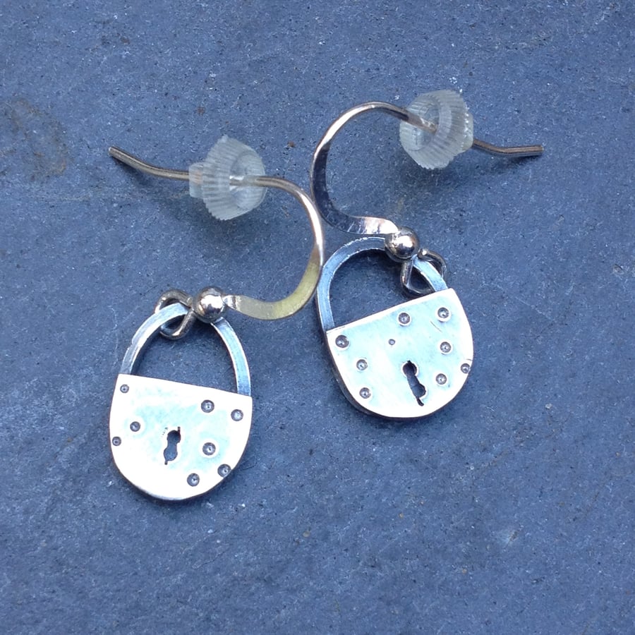 Tiny Thames barge padlock earrings