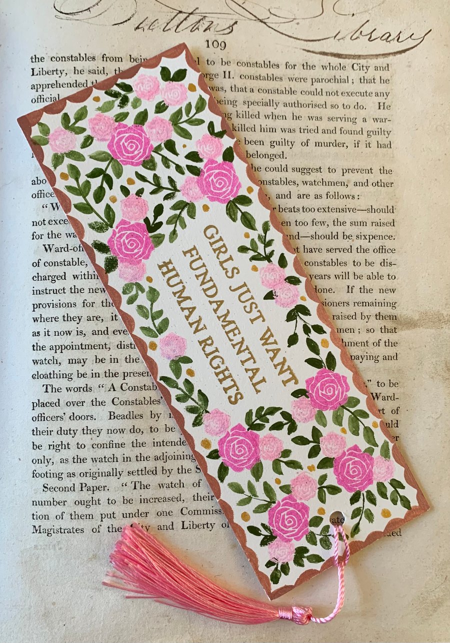 Girls Just Want Fundamental Human Rights Handmade Bookmark