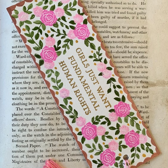 Girls Just Want Fundamental Human Rights Handmade Bookmark