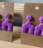 Handmade polymer clay large purple scalloped circle dangly earrings - Image 2