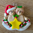 Personalised Teddy Bear Couple Christmas Tree Ornament