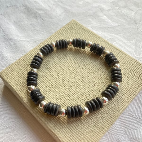 Black & Silver stretchy bracelet 