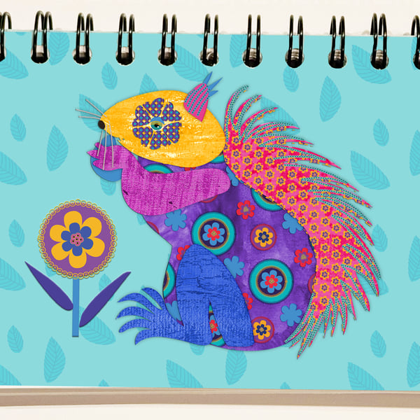 Squirrel With Pattern Handmade A6 postcard Notebook