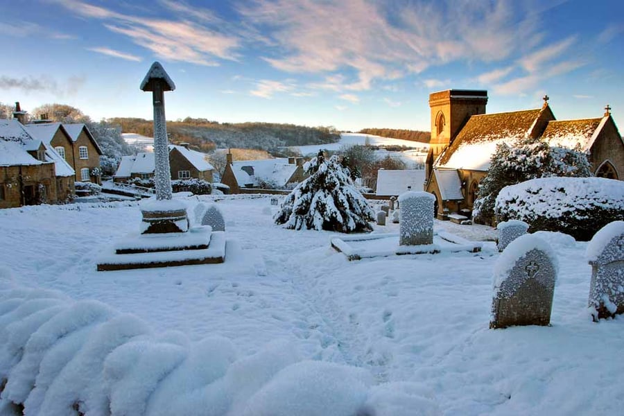 Snowshill Village Winter Landscape Cotswolds Photograph Print