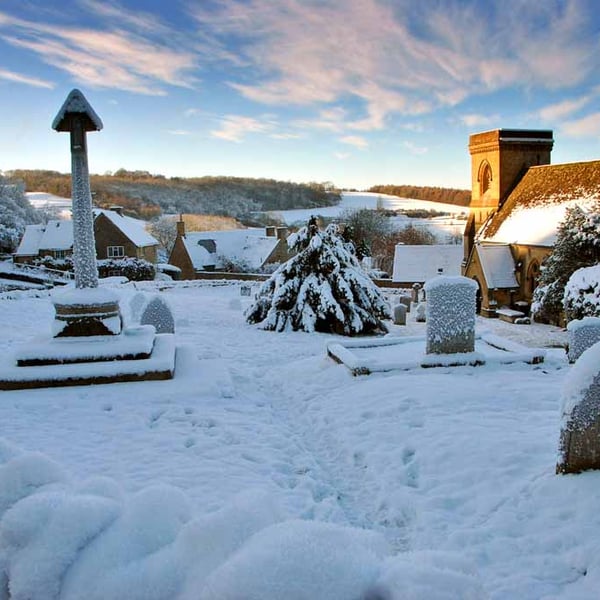Snowshill Village Winter Landscape Cotswolds Photograph Print