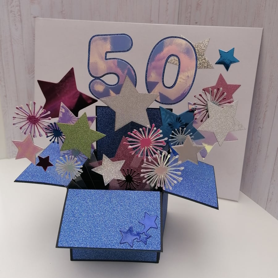 Stars and Sparkle Pop Up Birthday Card-any  Age