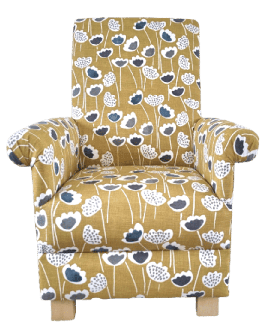 Prestigious Clara Scandi Fabric Adult Chair Saffron Mustard Armchair Retro