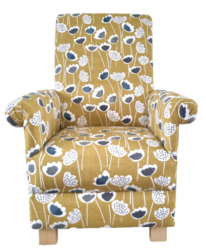 Prestigious Clara Scandi Fabric Adult Chair Saffron Mustard Armchair Retro