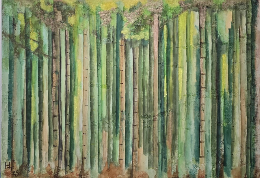 Bamboo forest - mixed media on a3 canvas board