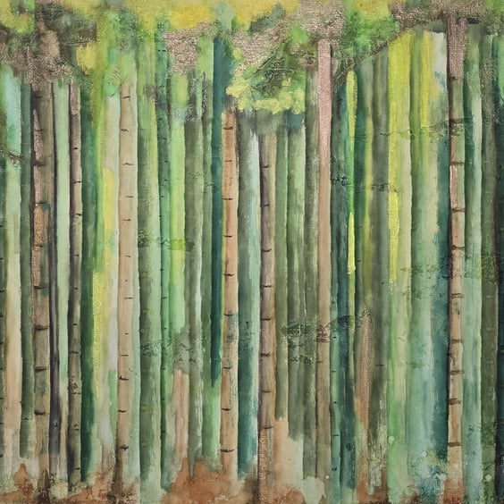 Bamboo forest - mixed media on a3 canvas board