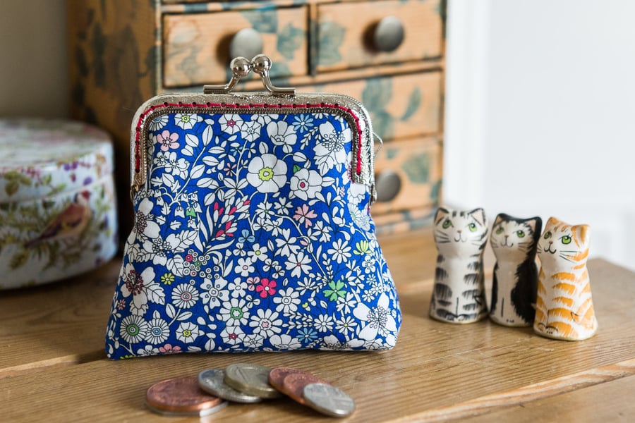 Coin purse made with Liberty lawn print: 'June's Meadow', a cheerful floral