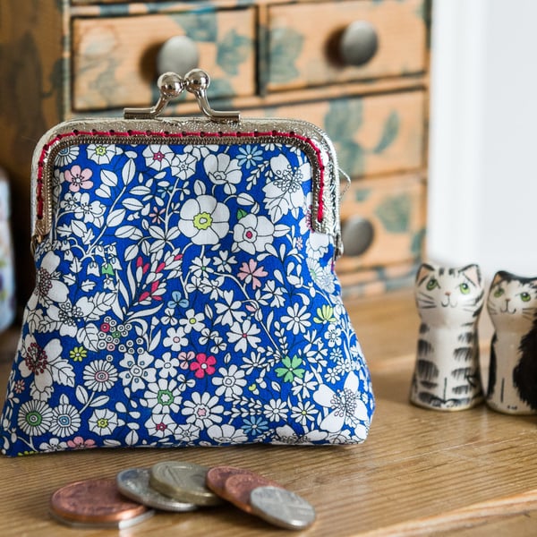 Coin purse made with Liberty lawn print: 'June's Meadow', a cheerful floral