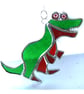Dinosaur T Rex Suncatcher Green Red Stained Glass Handmade  - Image 3