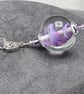 purple and clear swirly glass ball shaped lampwork glass pendant necklace - Image 1