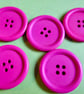 5 x 40mm Bright Fuchsia  Wood Buttons 4 holes