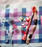 Upcycled slow stitching kit includes fabric, buttons, threads,  lace, ribbon - Image 3