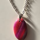Oval pink pattern necklace