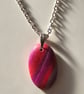 Oval pink pattern necklace