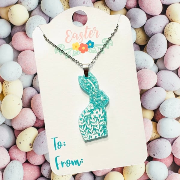 Easter bunny necklace, handmade Easter jewellery 