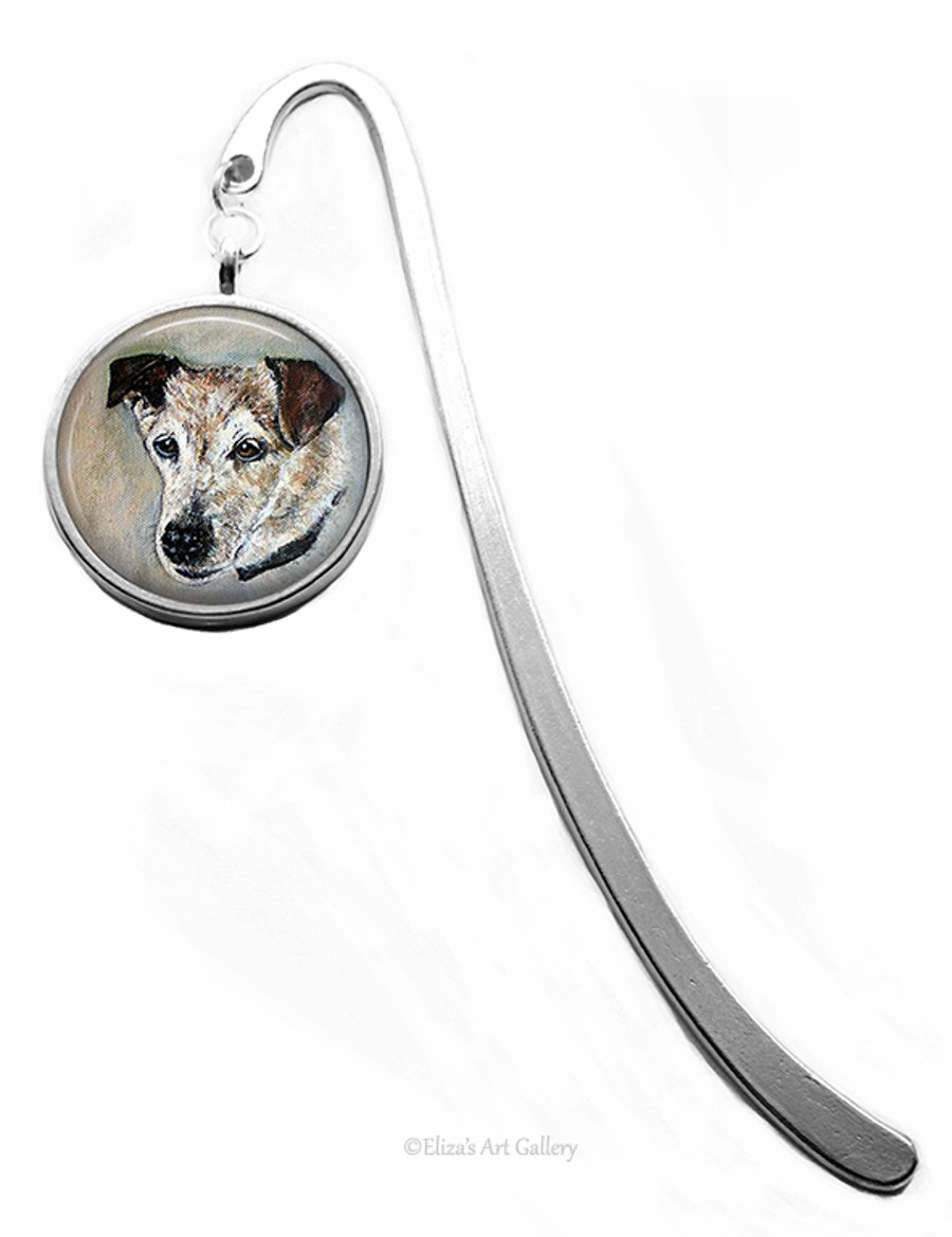 Silver Plated Jack Russell Terrier Dog Art Cabochon Bookmark