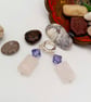 Rose Quartz Rectangle and Purple Crystal Sterling Silver Earrings, Gift for Her - Image 1