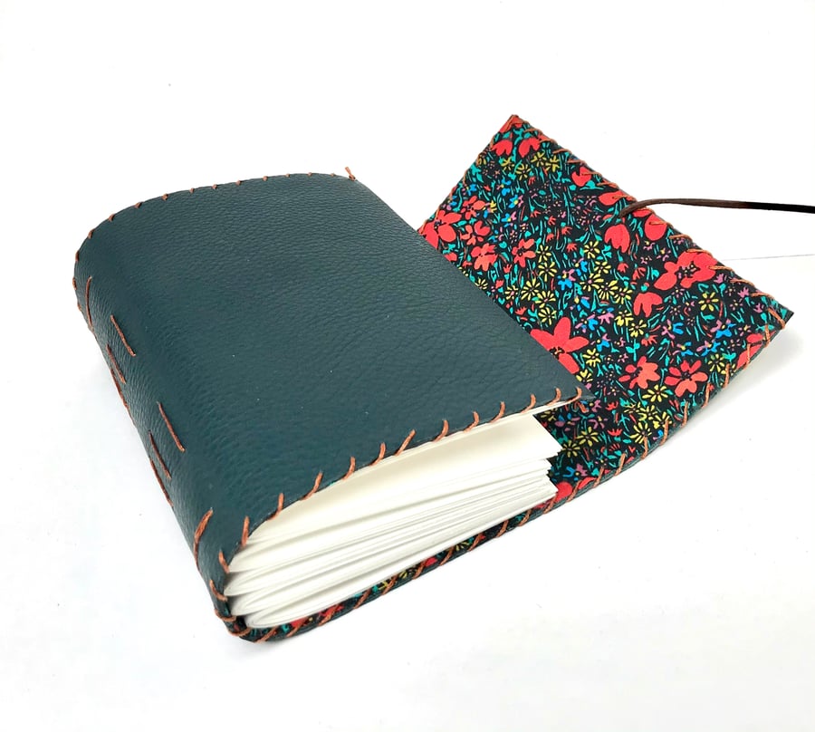 Handmade Teal Leather Art Journal sketchbook 