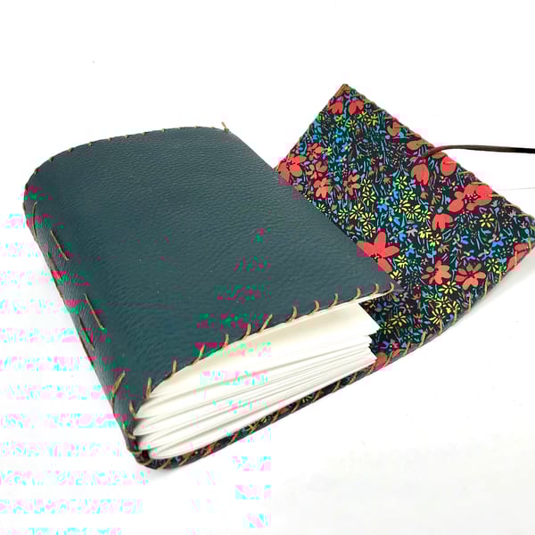 Handmade Teal Leather Art Journal sketchbook 