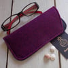 Harris Tweed eyeglasses case in deep violet purple