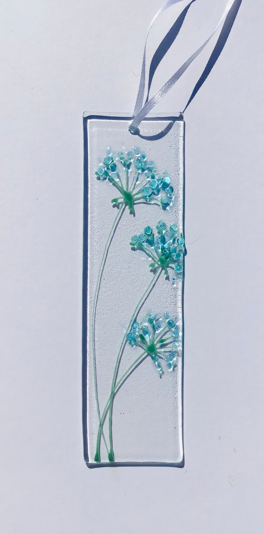 Delicate fused glass agapanthus design hanging 