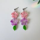 Pink & Lilac Cherry Blossom Acrylic Earrings